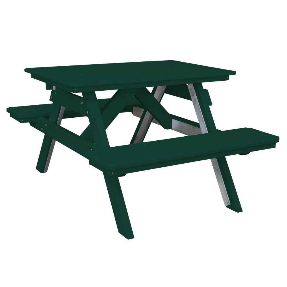 A&L Furniture 4' Table with Attached Benches_Green