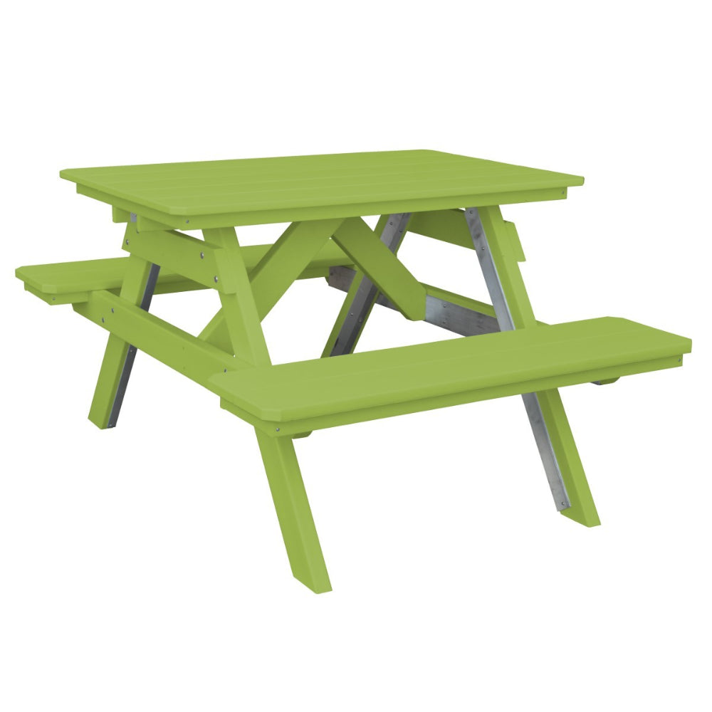 A&L Furniture 4' Table with Attached Benches_Lime