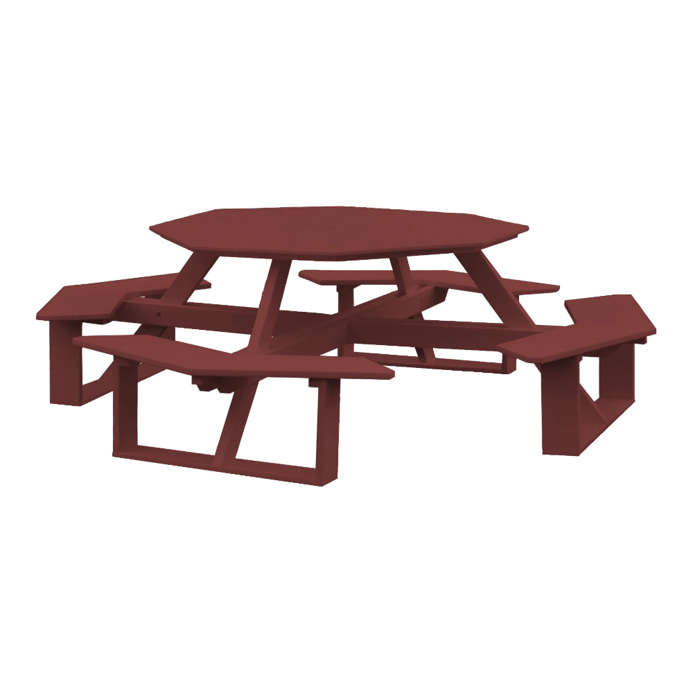 A&L Furniture 54-inch Amish-Made Octagonal Poly Walk-In Picnic Tables_Cherrywood