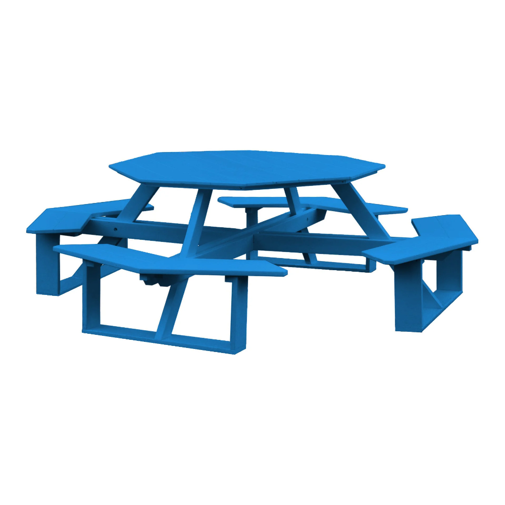 A&L Furniture 54-inch Amish-Made Octagonal Poly Walk-In Picnic Tables_Pacific Blue