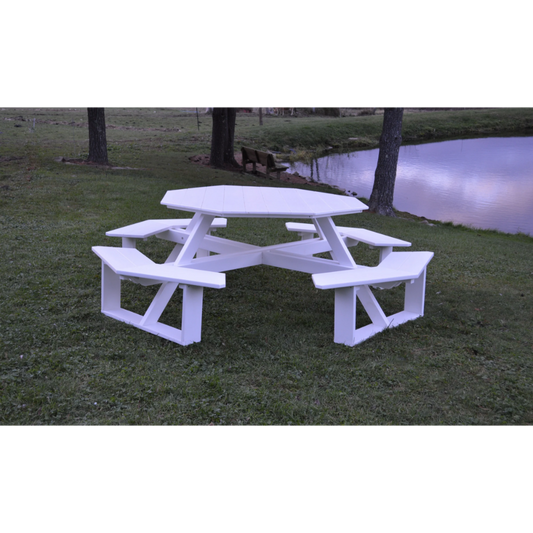 A&L Furniture 54-inch Amish-Made Octagonal Poly Walk-In Picnic Tables_White