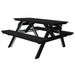 A&L Furniture 5' Table with Attached Benches_Black