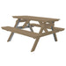 A&L Furniture 5' Table with Attached Benches_Weatherwood