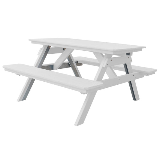 A&L Furniture 5' Table with Attached Benches_White