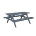 A&L Furniture 6 ft poly lumber picnic table with attached benches dark gray finish angled view