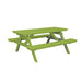 A&L Furniture 6 ft poly lumber picnic table with attached benches lime finish angled view
