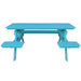 A&L Furniture 6 ft Aruba Blue picnic table straight front view open end bench design