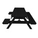 A&L Furniture 6 ft Black poly lumber picnic table low angle side view attached benches