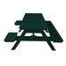 A&L Furniture 6 ft Green poly lumber picnic table low angle side view attached benches
