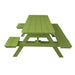 A&L Furniture 6 ft Lime poly lumber picnic table low angle side view attached benches