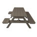 A&L Furniture 6 ft Weatherwood poly lumber picnic table low angle side view attached benches