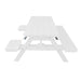 A&L Furniture 6 ft White poly lumber picnic table low angle side view attached benches