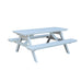 A&L Furniture 6 ft poly lumber picnic table with attached benches white finish front view
