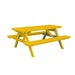 A&L Furniture 6 ft poly lumber picnic table with attached benches yellow finish angled view