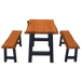 A&L Furniture 8 Foot Ridgemont Table with 2 Benches_Cedar Finish