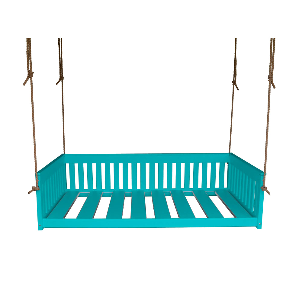 A&L Furniture Twin Mission Hanging Daybed with Rope Aruba Blue