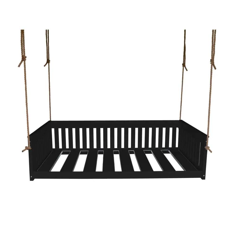 A&L Furniture Twin Mission Hanging Daybed with Rope Black