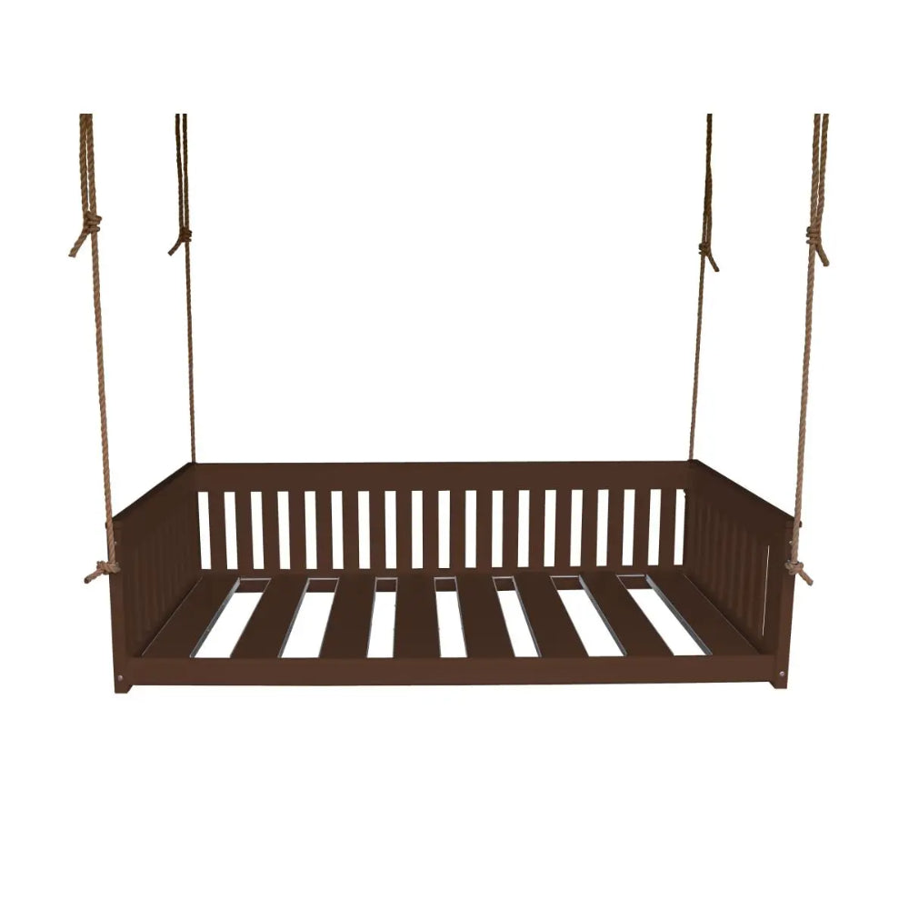 A&L Furniture Twin Mission Hanging Daybed with Rope Tudor Brown