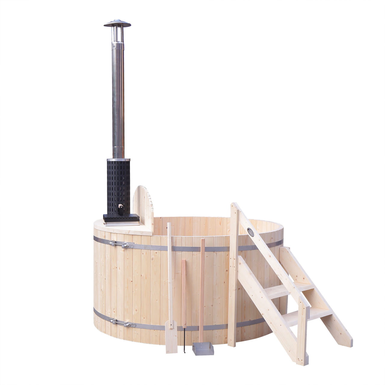 Aleko 4–5 Person Pine Wood-Fired Hot Tub Internal Stove – Ice Bath 422 Gal