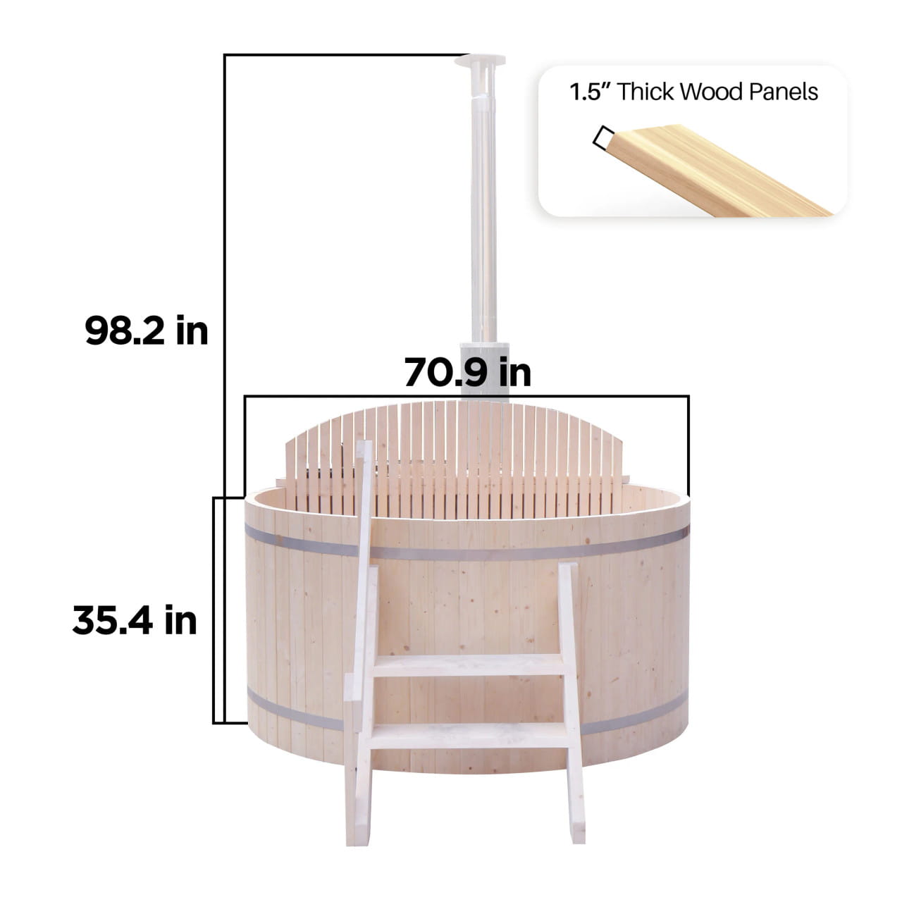 Aleko 4–5 Person Pine Wood-Fired Hot Tub Internal Stove – Ice Bath 422 Gal