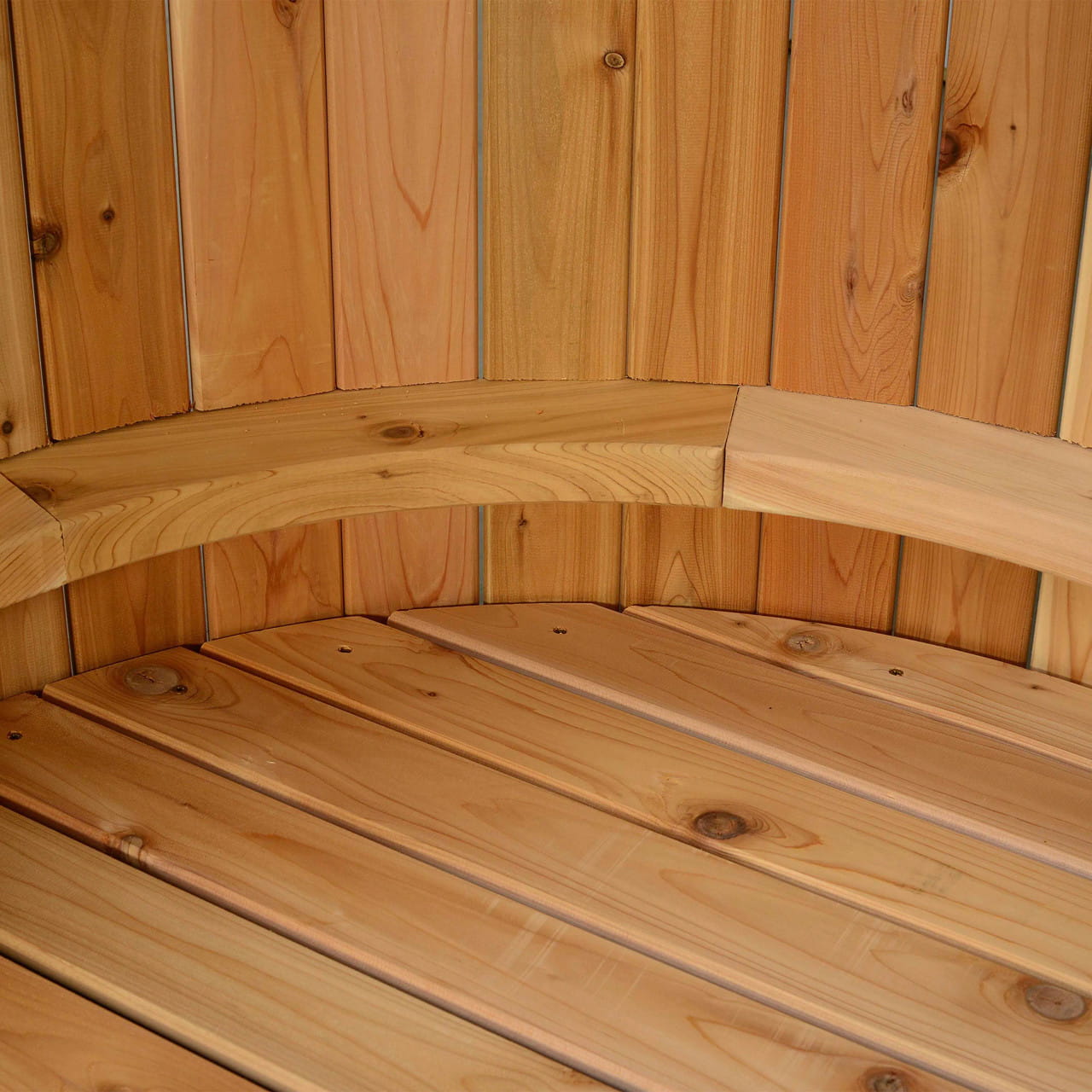 Crescent Curved Cedar Outdoor Shower – Matte Black Stainless Fixture