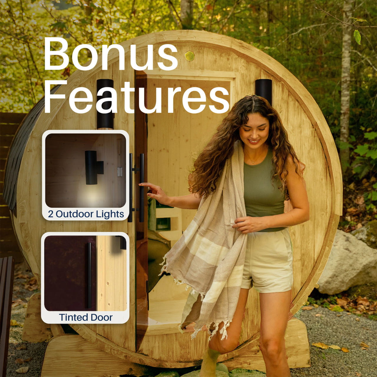 Anémona 3–4 Person Finland Pine Outdoor Barrel Sauna –  Harvia Heater
