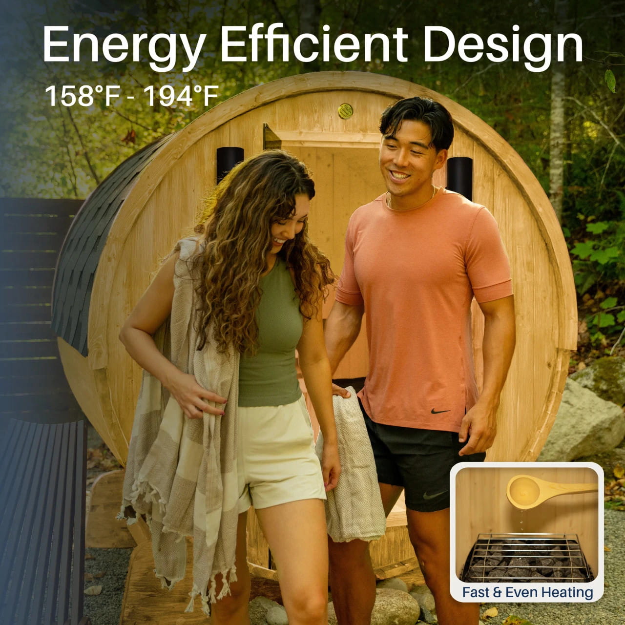 Anémona 3–4 Person Finland Pine Outdoor Barrel Sauna –  Harvia Heater