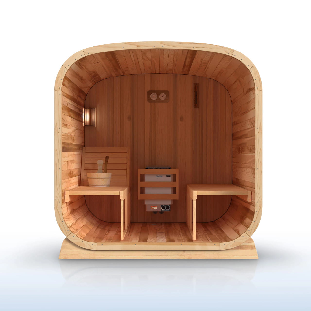 Arnica Cedar Square Sauna with Adjustable Benches & Windows –  Harvia Heater Included