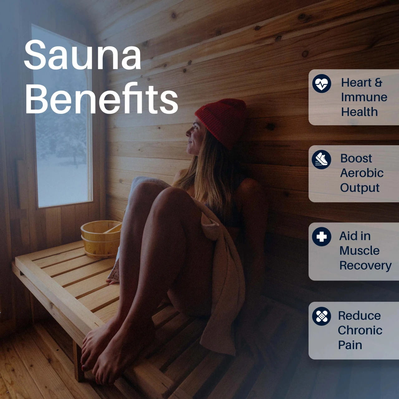 Arnica Cedar Square Sauna with Adjustable Benches & Windows –  Harvia Heater Included