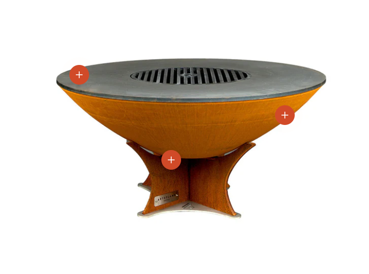 Arteflame Classic 40" Corten steel fire pit grill with cooktop grate