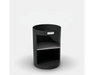 Arteflame Black Label Round Euro Base stand with interior storage shelf cutout, matte black steel finish side view