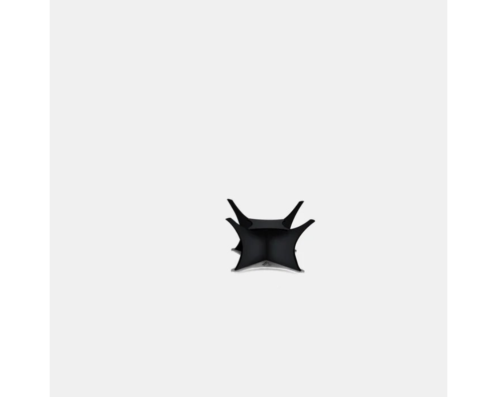 Arteflame Black Label Euro Base low-profile spider leg stand in matte black steel finish, top-down view