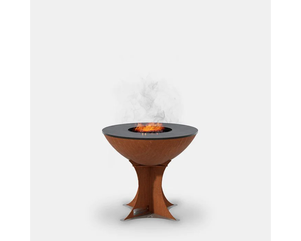 Arteflame Classic 20" Corten Steel Grill with Tall Euro Base and center flame fire pit