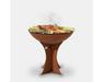 Arteflame Classic 30" Corten Steel Grill with Tall Euro Base grilling meat, chicken, and vegetables on flat-top surface