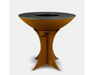 Arteflame Classic 40" Corten Steel Grill with Tall Euro Base and black flat-top cooking surface, unlit side view