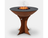 Arteflame Classic 40" Corten Steel Grill with Tall Euro Base, black flat-top cooking surface and open center flame fire pit