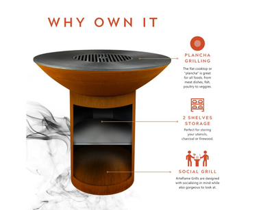 Arteflame Classic 40″ Grill Tall Round Base with Storage