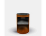 Arteflame Classic Round Corten Steel Grill Base stand with interior storage shelf cutout, weathered steel finish