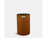 Arteflame Classic Round Corten Steel Grill Base stand with weathered rust finish, cylinder design front view