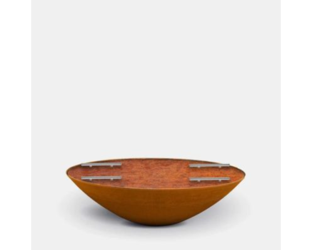 Arteflame 40" Solid Corten Steel Fire Pit Cover outdoor protection lid with stainless steel handles, weathered rust finish