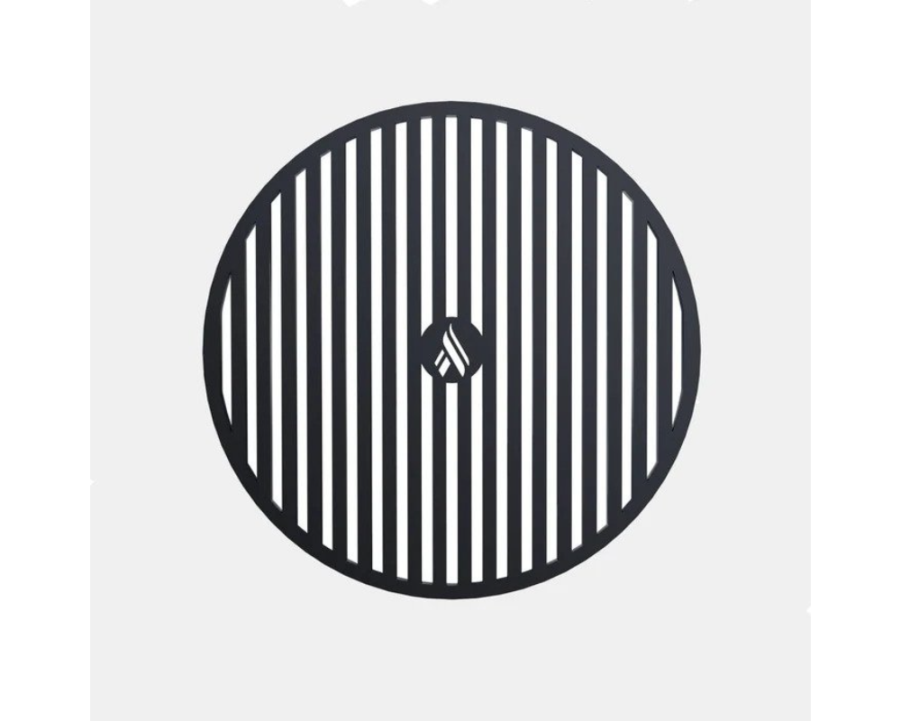 Arteflame Round Carbon Steel Center Grill Grate Insert with Arteflame logo, top view for fire pit grills
