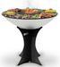 Arteflame Classic 40" Brushed Steel Grill with Tall Black Euro Base grilling steaks, chicken, and vegetables on flat-top