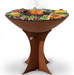 Arteflame Classic 40" Corten Steel Grill with Tall Euro Base grilling steaks, shrimp, corn, and vegetables on flat-top