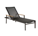 Barlow Tyrie Aura sling chaise lounge graphite frame charcoal sling teak armrests white background
