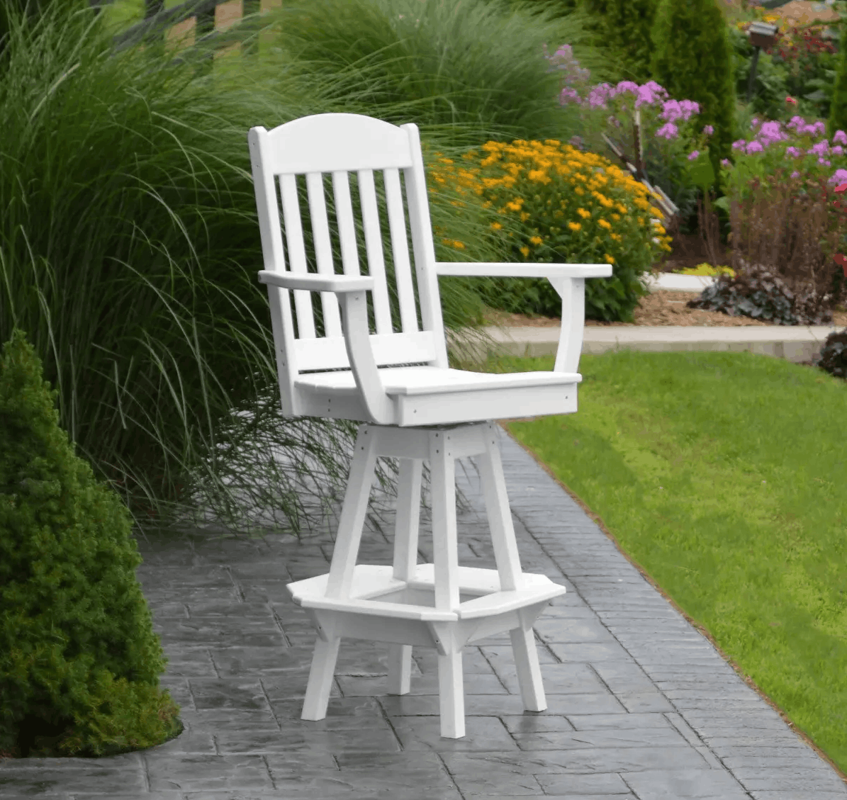 A&L Furniture Classic Outdoor Swivel Bar Chair with Arms