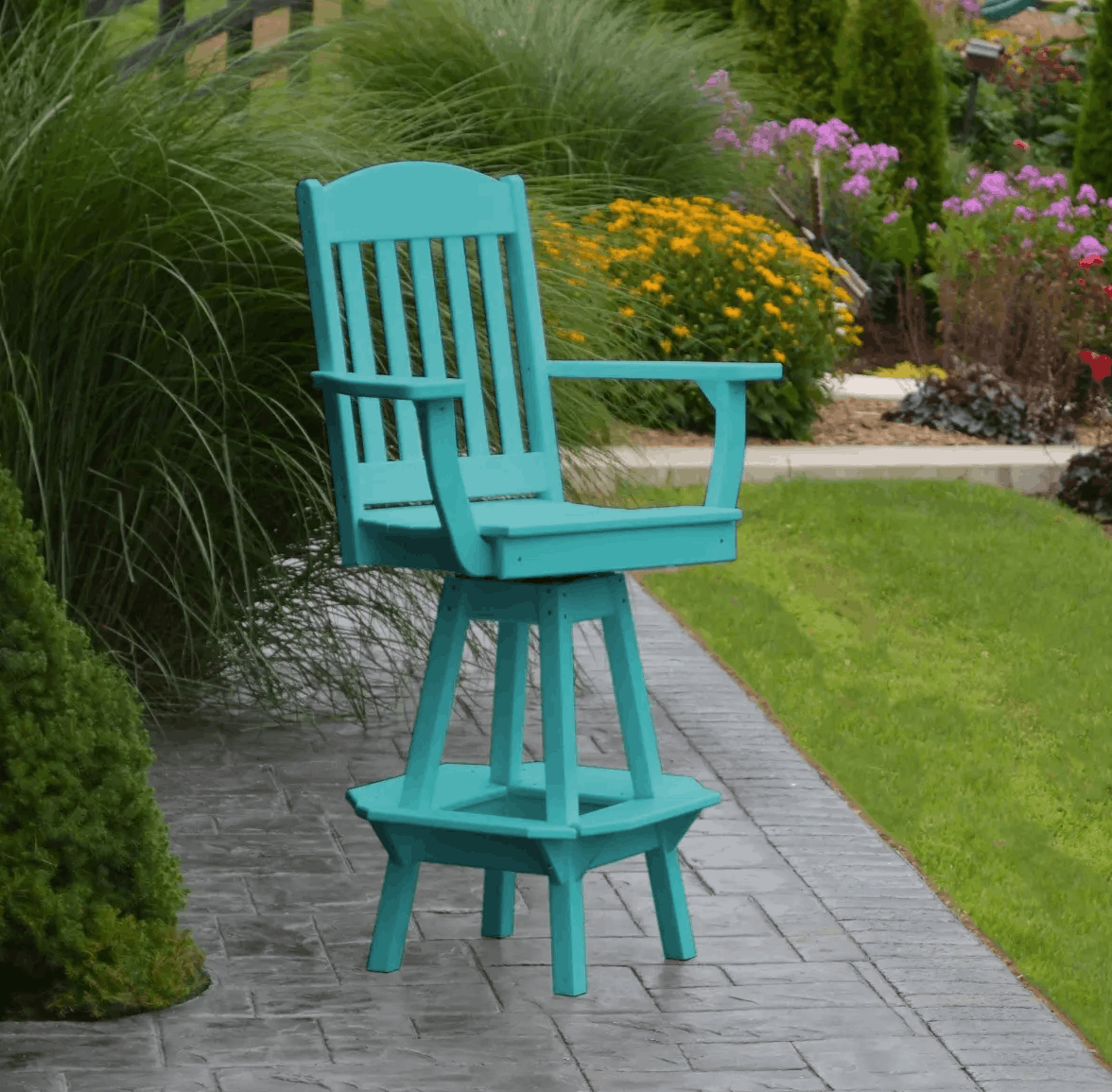 A&L Furniture Classic Outdoor Swivel Bar Chair with Arms