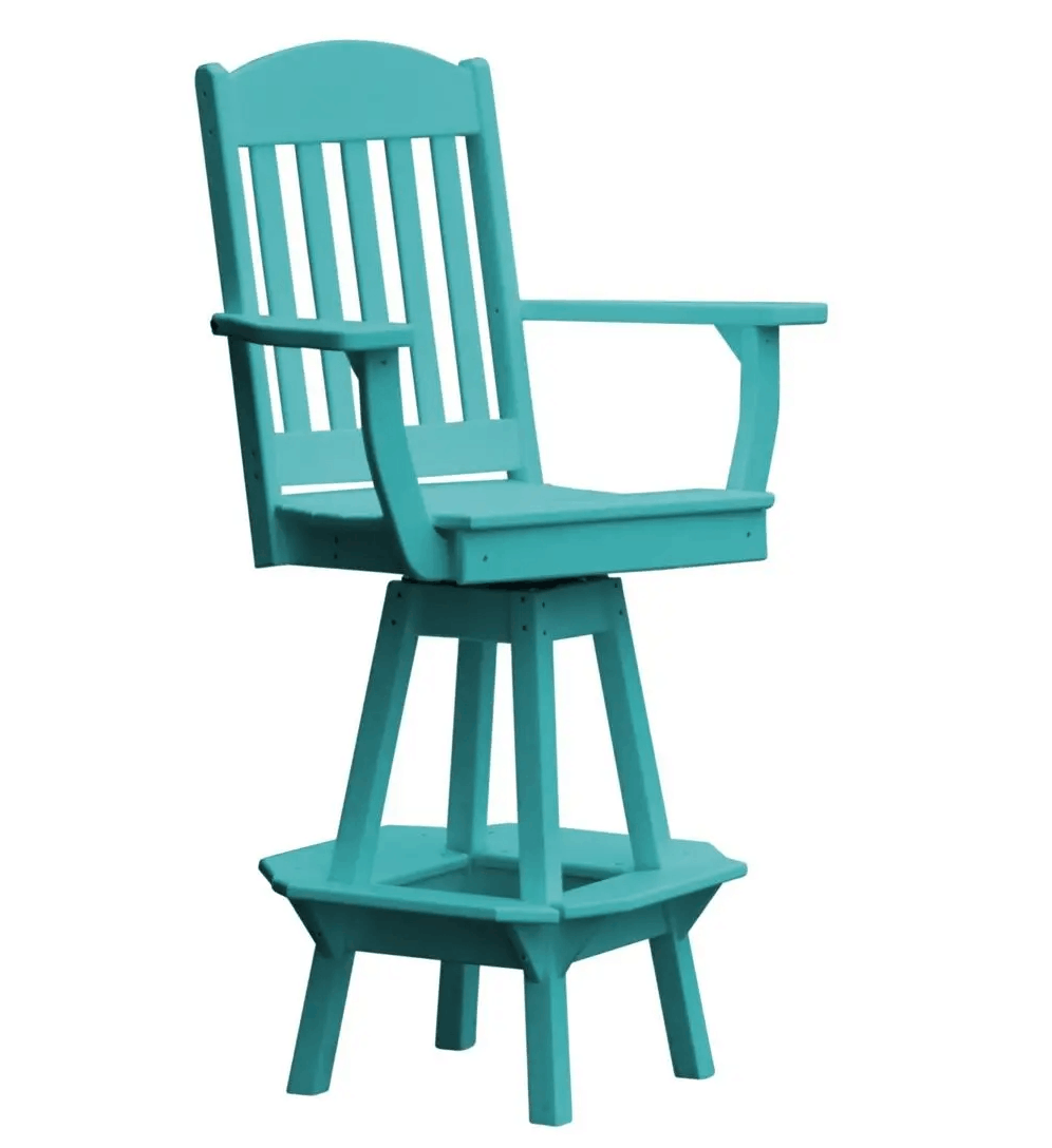A&L Furniture Classic Outdoor Swivel Bar Chair with Arms