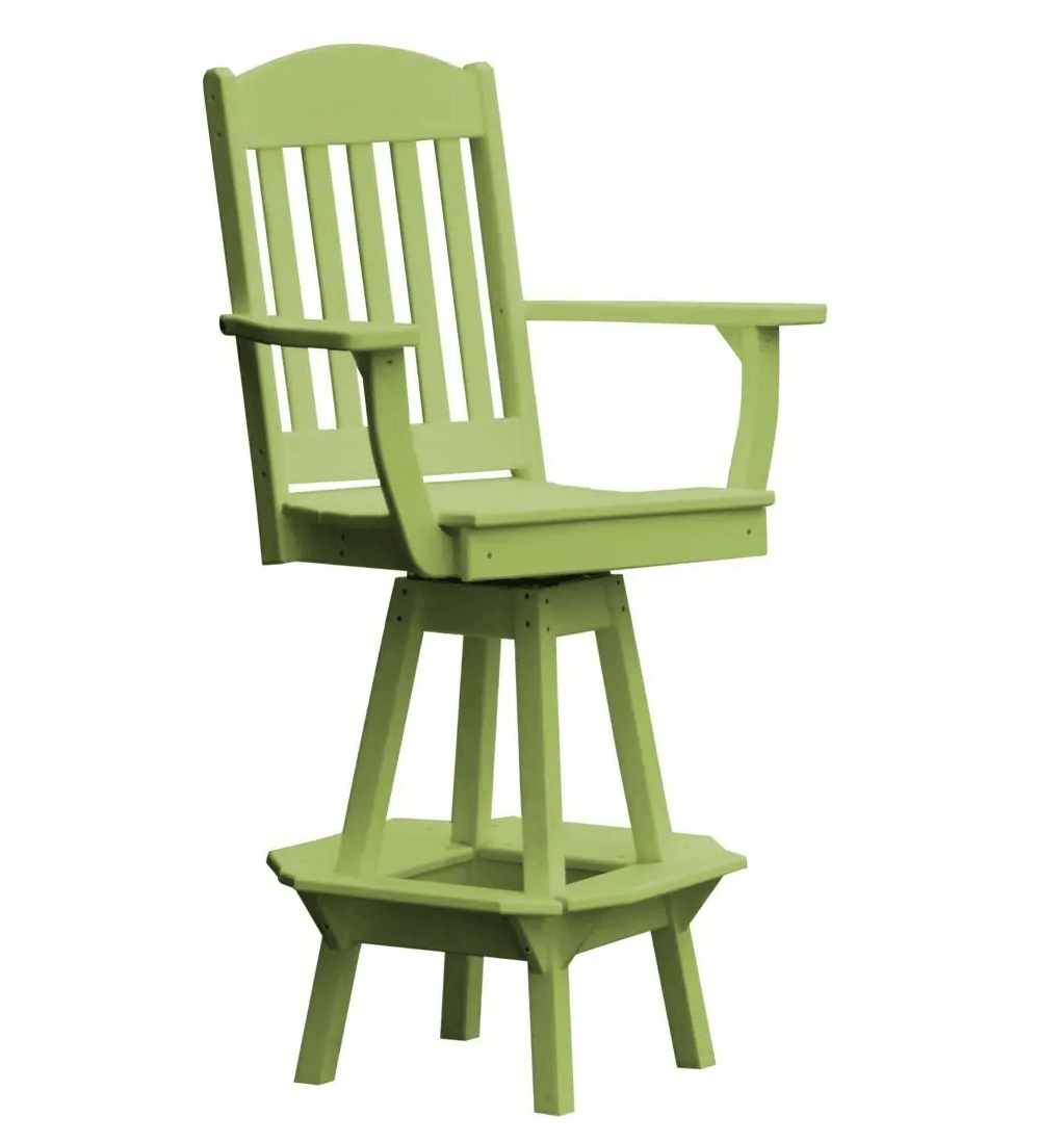 A&L Furniture Classic Outdoor Swivel Bar Chair with Arms