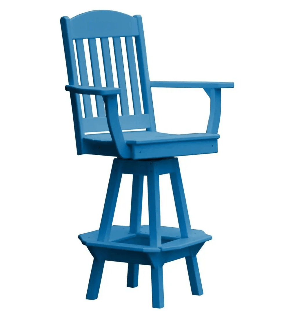 A&L Furniture Classic Outdoor Swivel Bar Chair with Arms