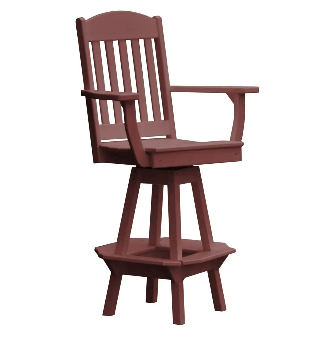 A&L Furniture Classic Outdoor Swivel Bar Chair with Arms
